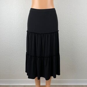 Vintage Black Tiered‎ Ruffle Maxi Skirt